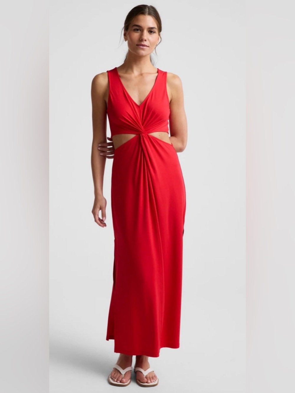 Beyond Yoga Red Twist Cutout Maxi Dress